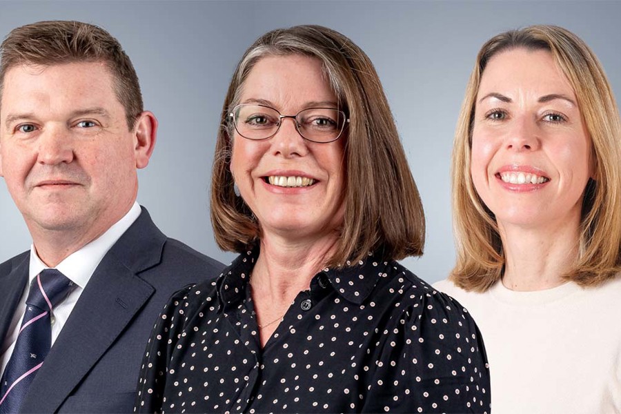 Nathan Petty, Jo Abbot, Emma Sanford smiling for professional headshots