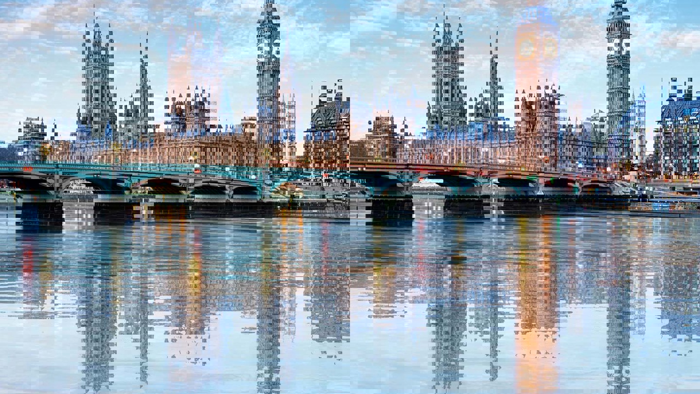 An photo of London landmarks Big Ben and the River Thames