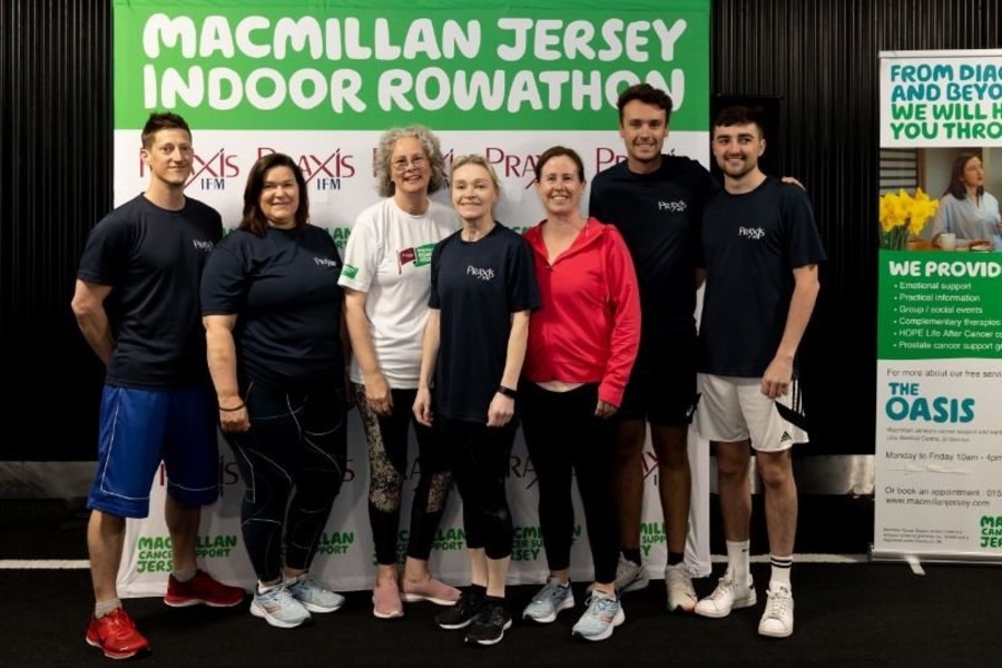 7 members of the Jersey team take on the Macmillan Jersey Indoor Rowathon