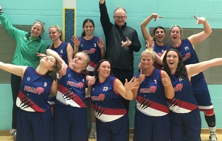 Robin Smith and the Guernsey Pumas Woman's Basketball Team