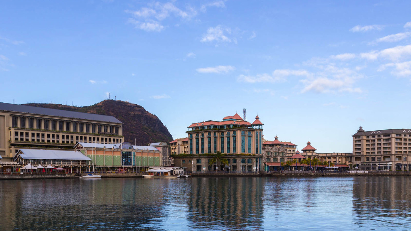 The sea with buildings in the background